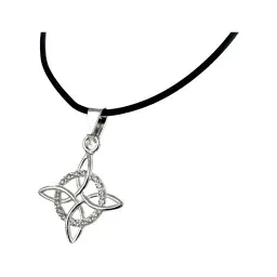 Collar Plata 925 Nudo de Bruja Zirconias Caucho 50cm - Imagen 2