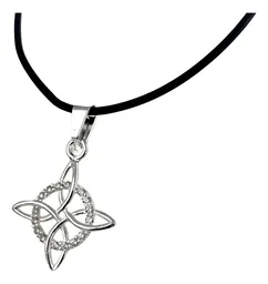 Collar Plata 925 Nudo de Bruja Zirconias Caucho 50cm - Imagen 2