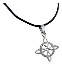 Collar Plata 925 Nudo de Bruja Zirconias Caucho 50cm - Imagen 3