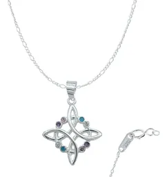 Collar Plata 925 Nudo de Bruja Zirconias Multicolor - Imagen 1