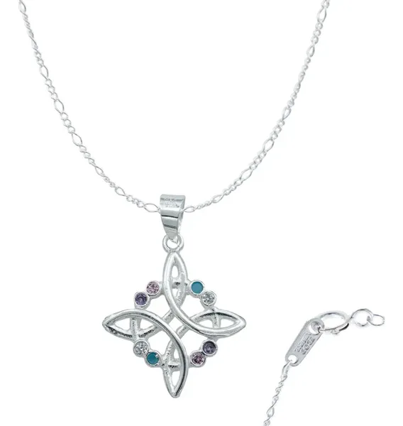 Collar Plata 925 Nudo de Bruja Zirconias Multicolor - Imagen 1