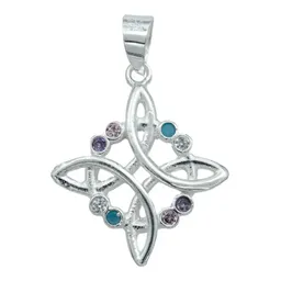 Collar Plata 925 Nudo de Bruja Zirconias Multicolor - Imagen 2