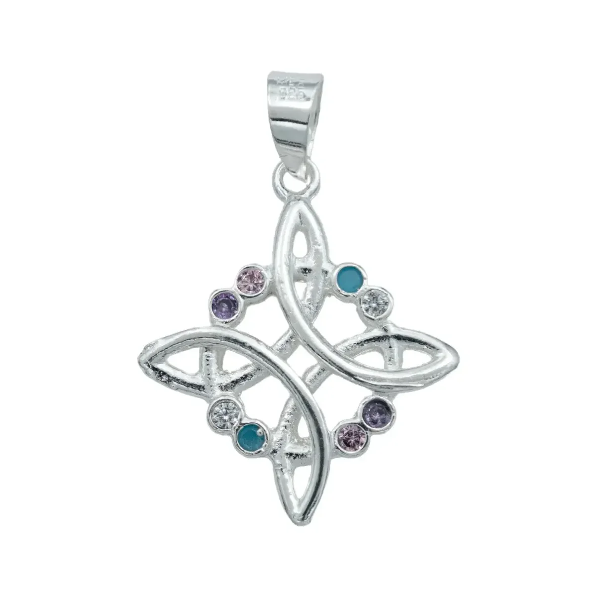 Collar Plata 925 Nudo de Bruja Zirconias Multicolor - Imagen 2