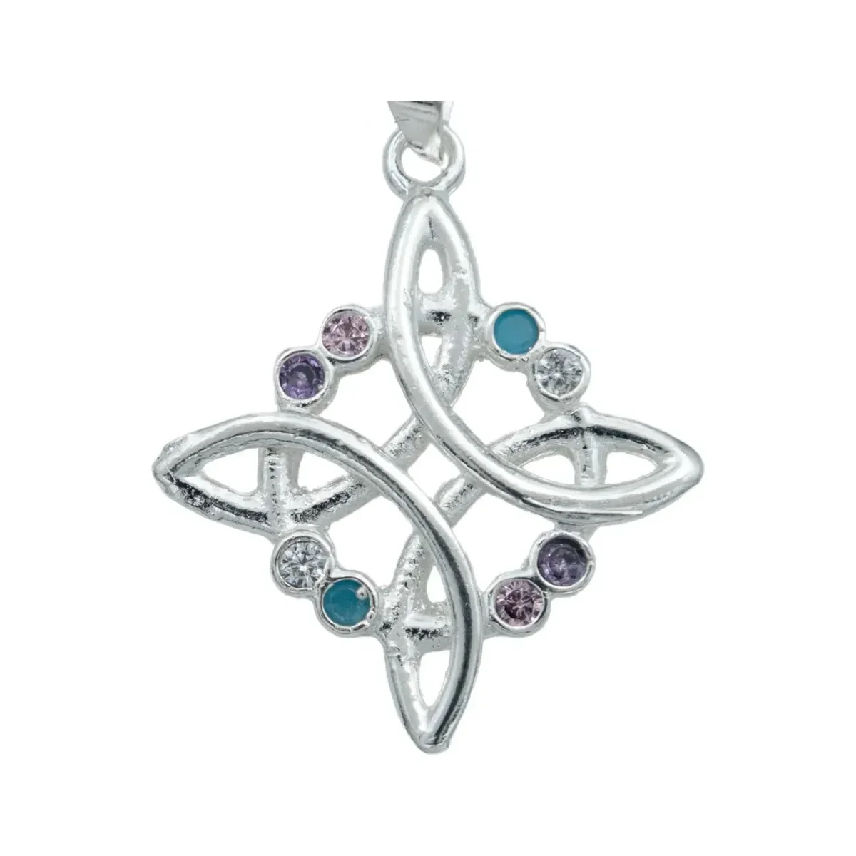 Collar Plata 925 Nudo de Bruja Zirconias Multicolor - Imagen 3