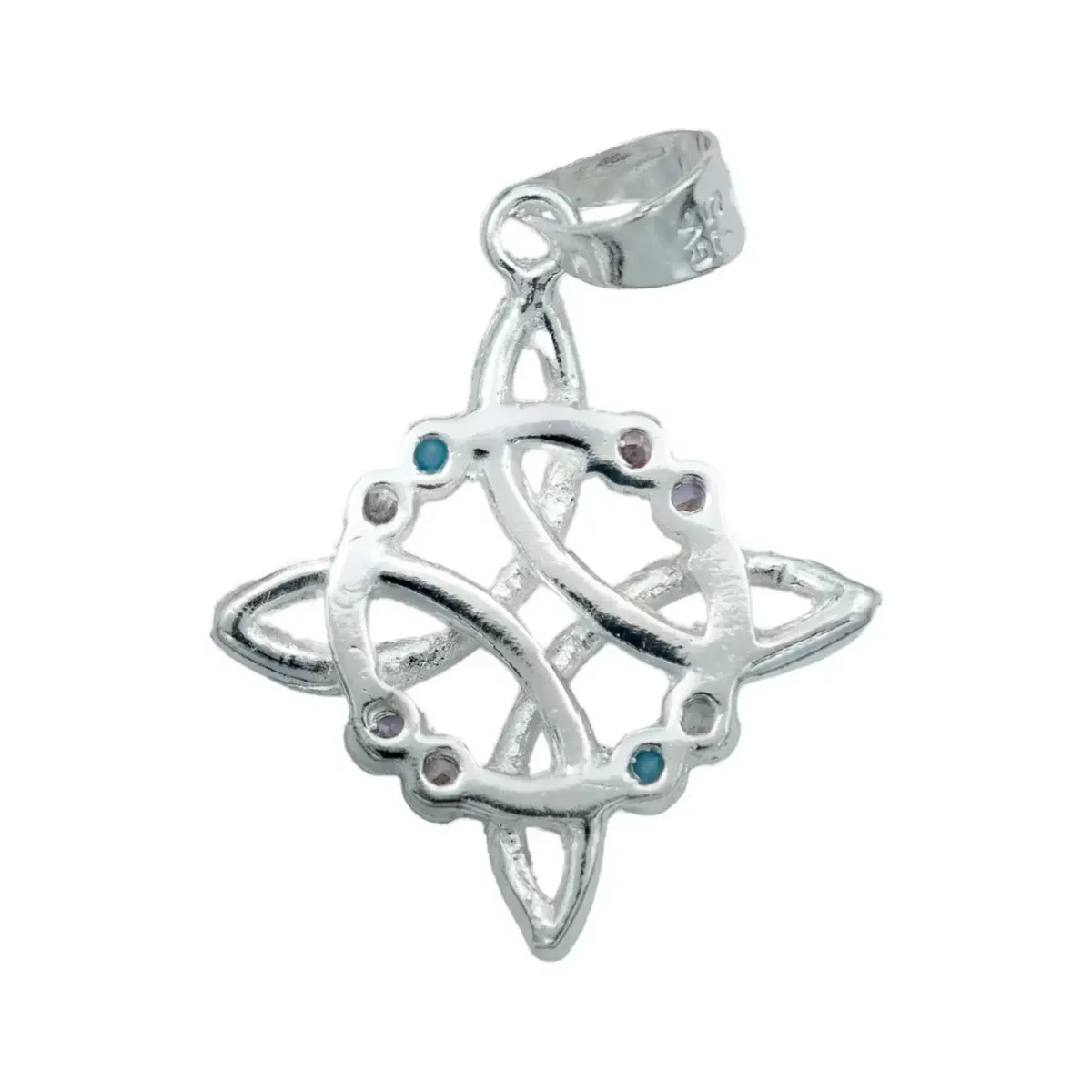 Collar Plata 925 Nudo de Bruja Zirconias Multicolor - Imagen 4