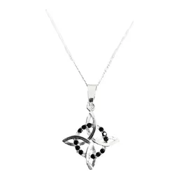 Collar Plata 925 Nudo de Bruja Zirconias Negras Cadena Figaro - Imagen 1