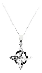 Collar Plata 925 Nudo de Bruja Zirconias Negras Cadena Figaro - Imagen 1