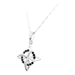 Collar Plata 925 Nudo de Bruja Zirconias Negras Cadena Figaro - Imagen 2