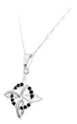 Collar Plata 925 Nudo de Bruja Zirconias Negras Cadena Figaro - Imagen 2