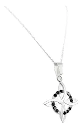 Collar Plata 925 Nudo de Bruja Zirconias Negras Cadena Figaro - Imagen 3