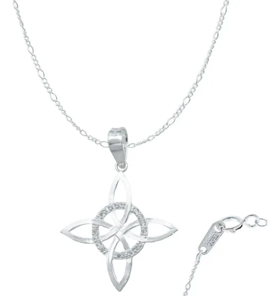 Collar Plata 925 Nudo de la Bruja Celta con Zirconia - Imagen 1