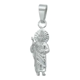 Collar Plata 925 San Judas Tadeo Liso con Cadena Tradicional - Imagen 2