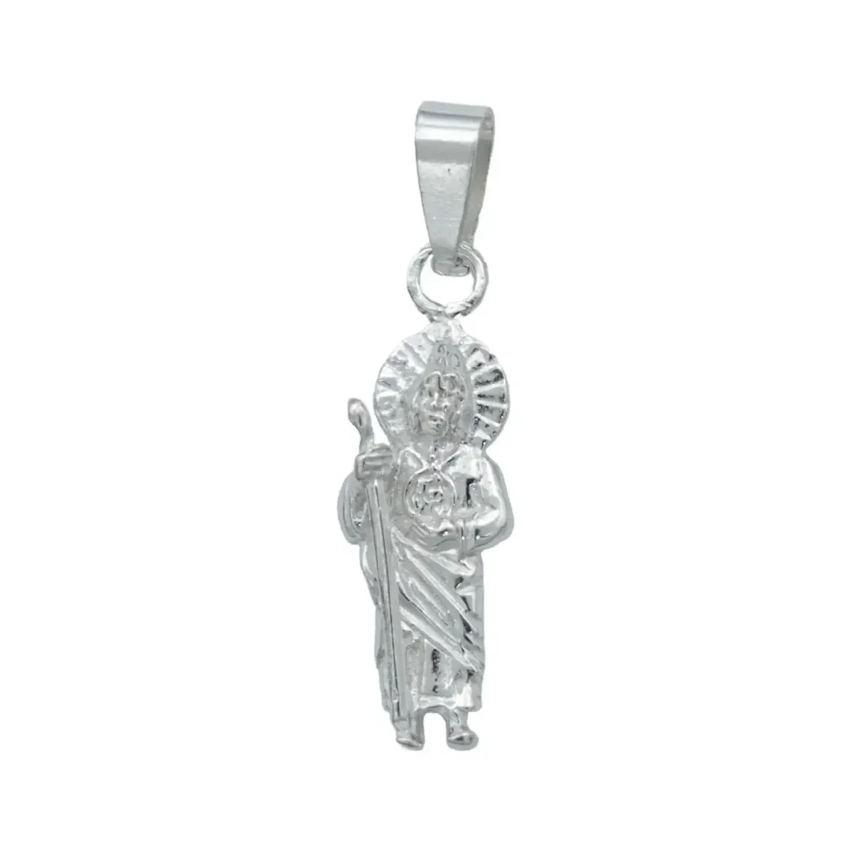 Collar Plata 925 San Judas Tadeo Liso con Cadena Tradicional - Imagen 2