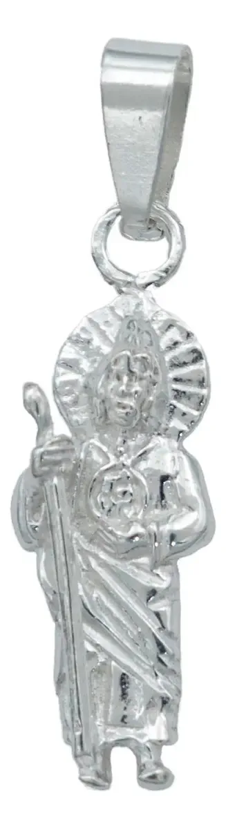 Collar Plata 925 San Judas Tadeo Liso con Cadena Tradicional - Imagen 1