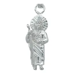 Collar Plata 925 San Judas Tadeo Liso con Cadena Tradicional - Imagen 3