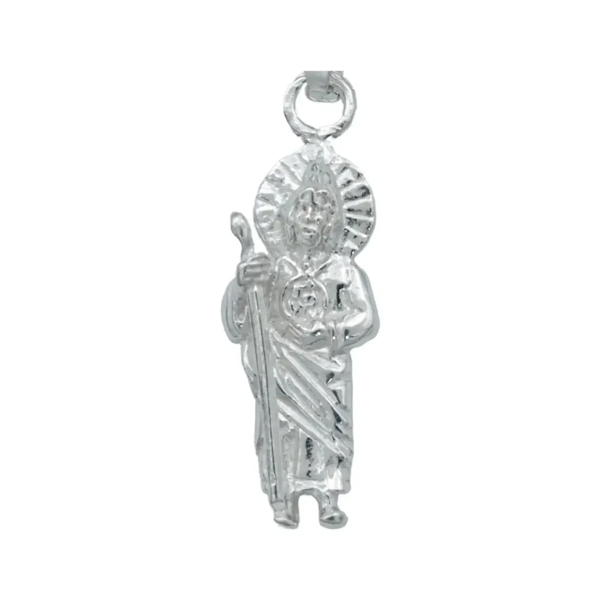 Collar Plata 925 San Judas Tadeo Liso con Cadena Tradicional - Imagen 3