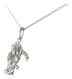 Collar Plata 925 Santa Muerte con Zirconia y Cadena Figaro - Imagen 3