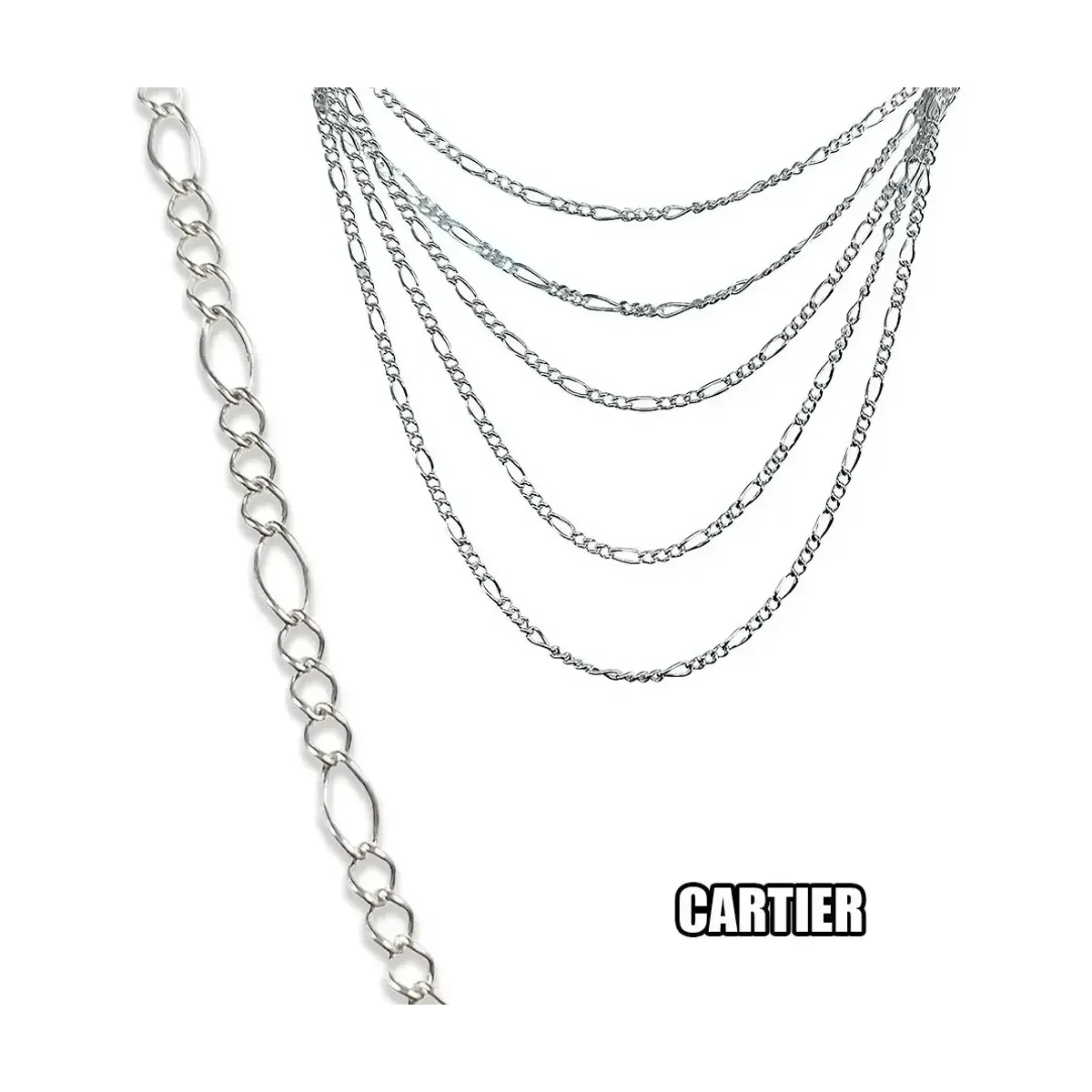 Collar Plata 925 Santa Muerte con Zirconia y Cadena Figaro - Imagen 5