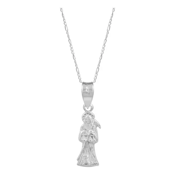 Collar Plata 925 Santa Muerte Hueca Mini Troquelada con Cadena - Imagen 1