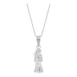 Collar Plata 925 Santa Muerte Hueca Mini Troquelada con Cadena - Imagen 2