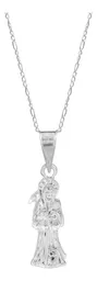 Collar Plata 925 Santa Muerte Hueca Mini Troquelada con Cadena - Imagen 2
