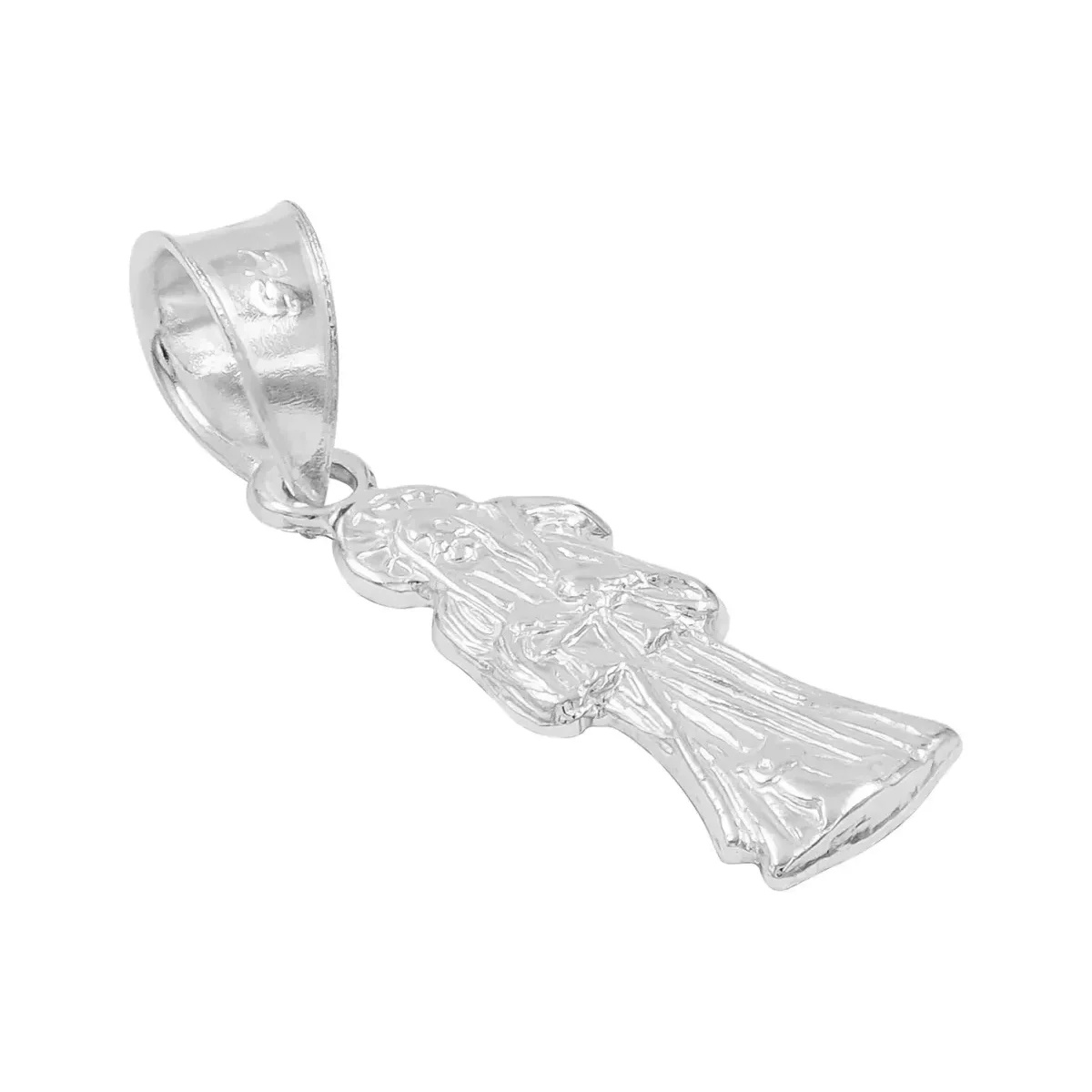 Collar Plata 925 Santa Muerte Hueca Mini Troquelada con Cadena - Imagen 3