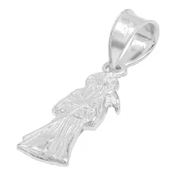 Collar Plata 925 Santa Muerte Hueca Mini Troquelada con Cadena - Imagen 4
