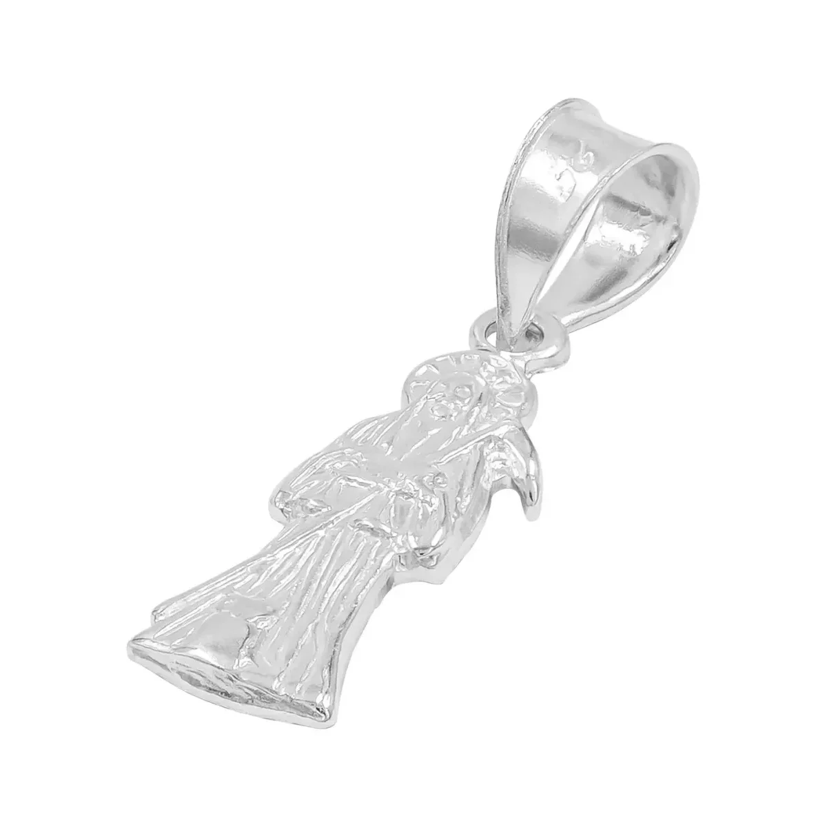 Collar Plata 925 Santa Muerte Hueca Mini Troquelada con Cadena - Imagen 4