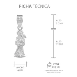 Collar Plata 925 Santa Muerte Hueca Mini Troquelada con Cadena - Imagen 8
