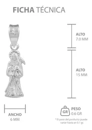 Collar Plata 925 Santa Muerte Hueca Mini Troquelada con Cadena - Imagen 8