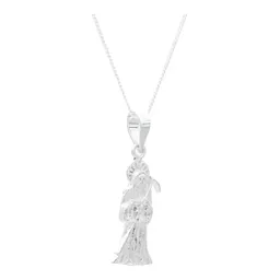 Collar Plata 925 Santa Muerte Troquelada Cadena Eslabón - Imagen 2