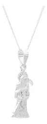 Collar Plata 925 Santa Muerte Troquelada Cadena Eslabón - Imagen 2