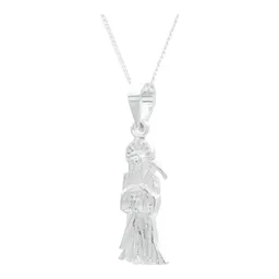 Collar Plata 925 Santa Muerte Troquelada Cadena Eslabón - Imagen 3