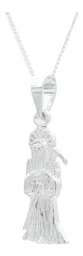 Collar Plata 925 Santa Muerte Troquelada Cadena Eslabón - Imagen 3