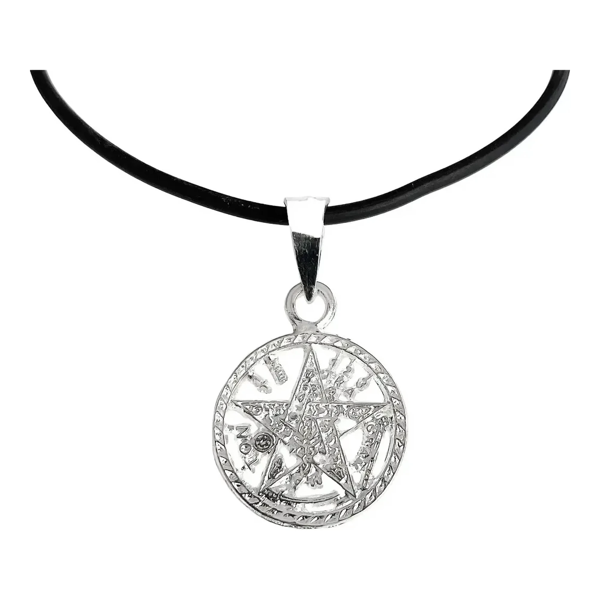 Collar Plata 925 Tetragrámaton diamantado con cordón ajustable - Joyaris joyería fina mexicana