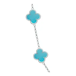 Collar Plata 925 Trébol Esmaltado Celeste 65cm - Imagen 3