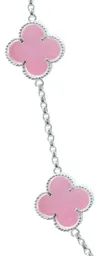 Collar Plata 925 Trébol Rosa Esmaltado Diseño Corridos 65cm - Imagen 3