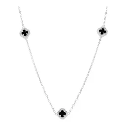 Collar Plata 925 Tréboles Negros Zirconia Ajustable para Mujer - Imagen 1