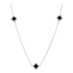 Collar Plata 925 Tréboles Negros Zirconia Ajustable para Mujer - Imagen 1