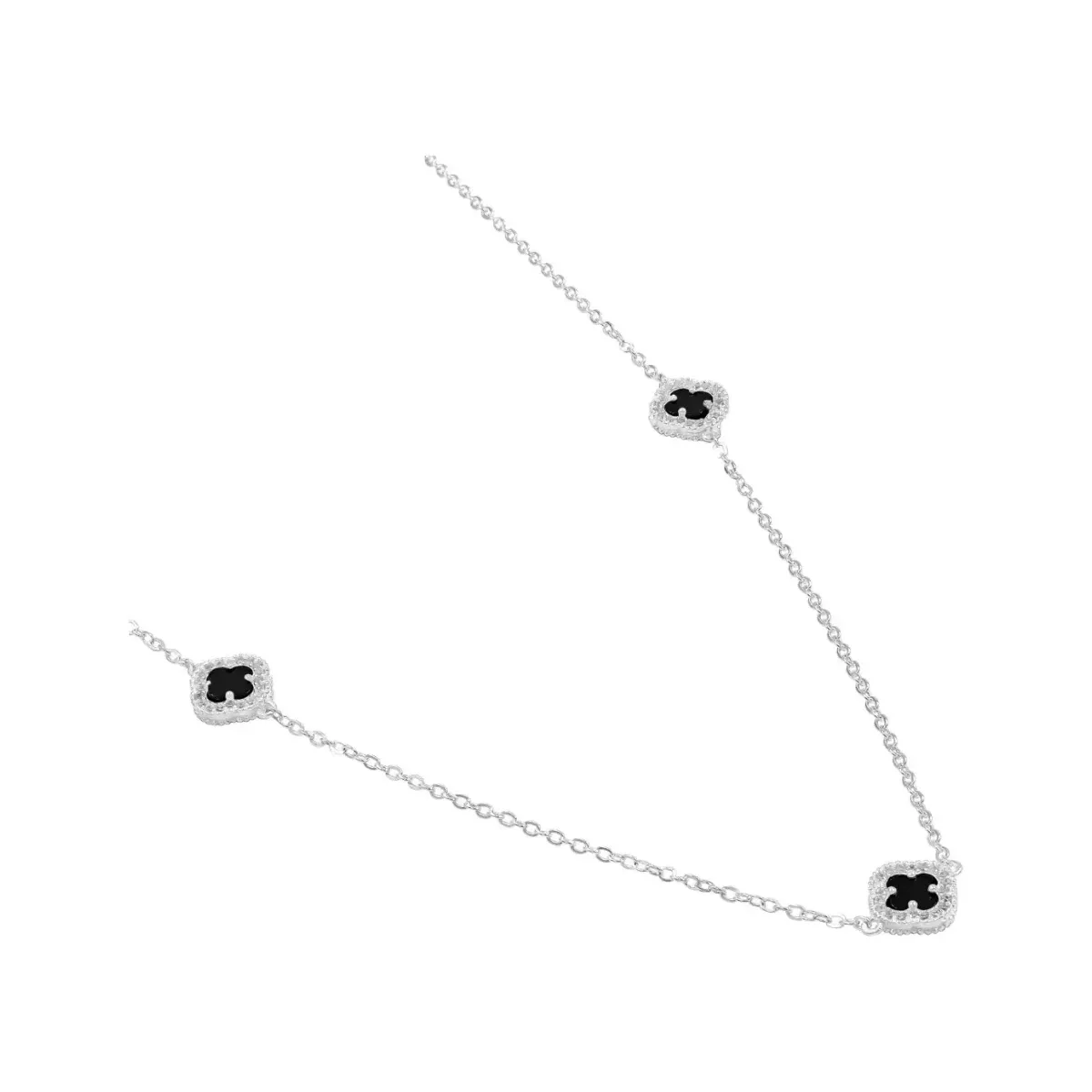 Collar Plata 925 Tréboles Negros Zirconia Ajustable para Mujer - Imagen 2