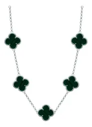 Collar Plata 925 Tréboles Verdes Esmaltados con Cadena 65cm - Imagen 1