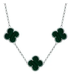 Collar Plata 925 Tréboles Verdes Esmaltados con Cadena 65cm - Imagen 2