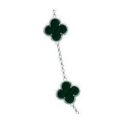 Collar Plata 925 Tréboles Verdes Esmaltados con Cadena 65cm - Imagen 3