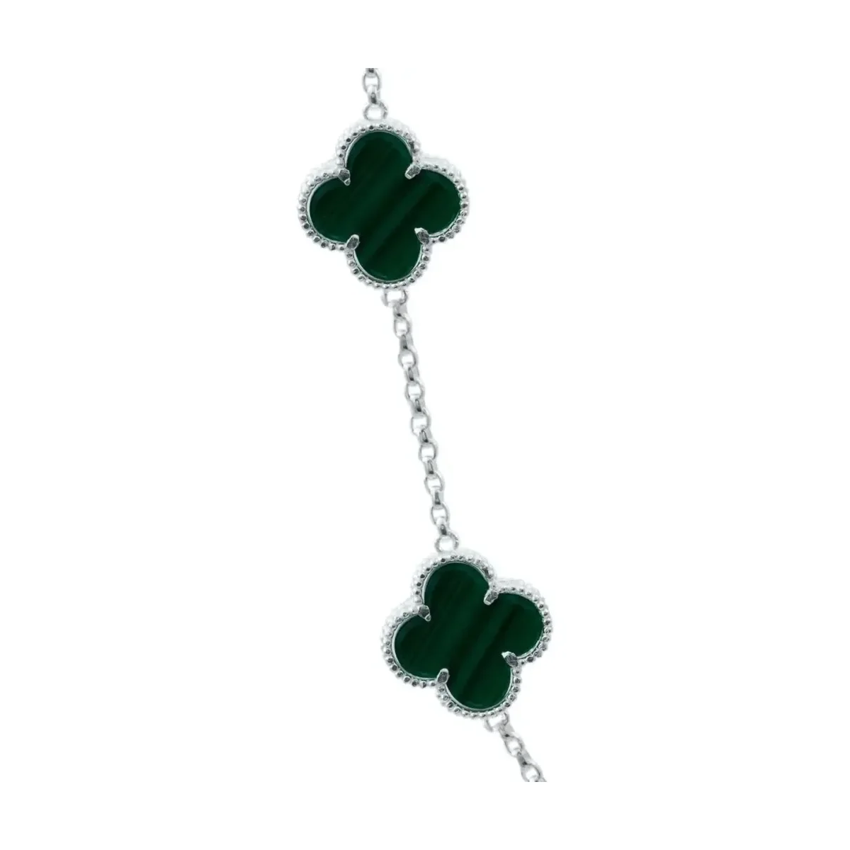Collar Plata 925 Tréboles Verdes Esmaltados con Cadena 65cm - Imagen 3