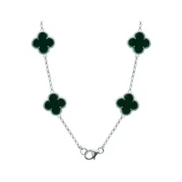 Collar Plata 925 Tréboles Verdes Esmaltados con Cadena 65cm - Imagen 4