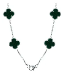 Collar Plata 925 Tréboles Verdes Esmaltados con Cadena 65cm - Imagen 4
