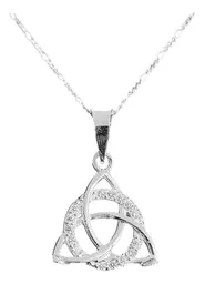 Collar Plata 925 Triqueta Celta Redonda con Zirconia Blanca - Imagen 1