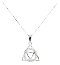 Collar Plata 925 Triqueta Celta Redonda con Zirconia Blanca - Imagen 2