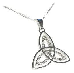 Collar Plata 925 Triqueta Celta Zirconias Unisex con Cadena - Imagen 1