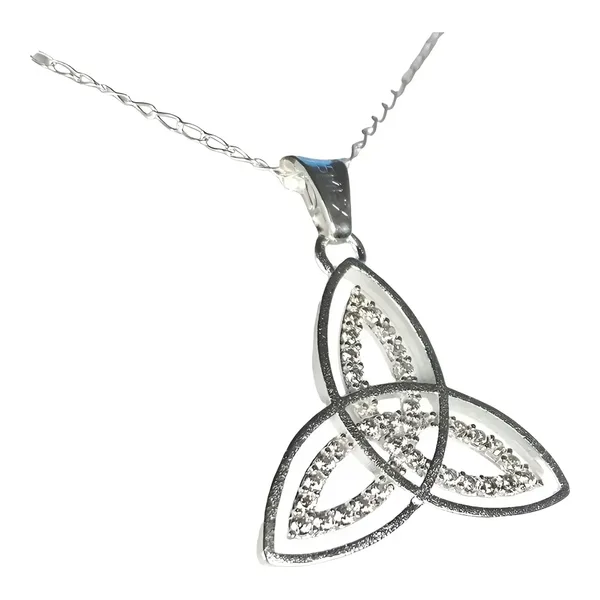 Collar Plata 925 Triqueta Celta Zirconias Unisex con Cadena - Imagen 1